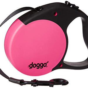 Doggo Everyday Retractable Dog Lead With Soft Grip Handle, Pink, Large | Doggo