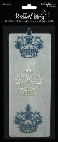 Ruby Rock-It Bling Self-Adhesive Rhinestone/Pearl Crowns 3/Pkg-Blue