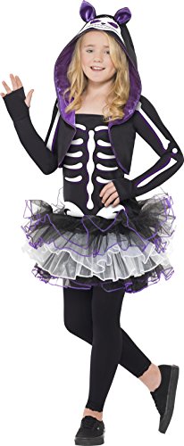Smiffys Tween's Skelly Rabbit Costume, Dress and Shrug with Hood, Colour: Black and Purple, Size: T, 29636