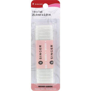 Singer Non-Roll Flat Elastic Tapes, White