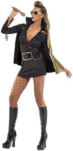 Smiffys Women's Elvis Viva Las Vegas Costume, Dress & Cape, Size: S, Colour: Black, 33253