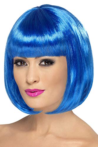 Smiffys 12-inch Partyrama Wig Short Bob with Fringe - Blue