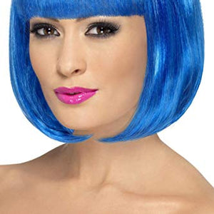 Smiffys 12-inch Partyrama Wig Short Bob with Fringe - Blue