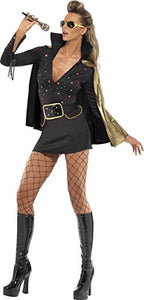 Smiffys Women's Elvis Viva Las Vegas Costume, Dress & Cape, Size: M, Colour: Black, 33253