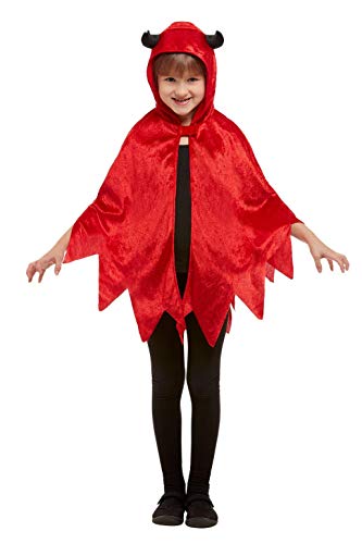 Smiffys 52145 Devil Hooded Cape, Unisex Children, Red, One Size