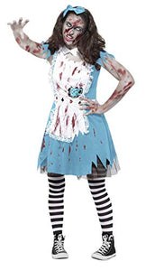 Smiffys Teen's Zombie Tea Party Costume, Dress, Latex Teacup & Headband, Colour: Blue and White, Size: XS, 45612
