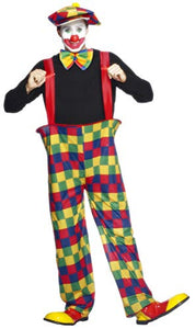 Smiffys Ribbed Clown Costume with Trousers, Hat and Tie Lace, Multicolored, Large