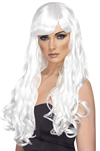 Smiffys Desire Long Curly with Fringe Wig - White