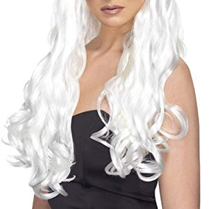 Smiffys Desire Long Curly with Fringe Wig - White
