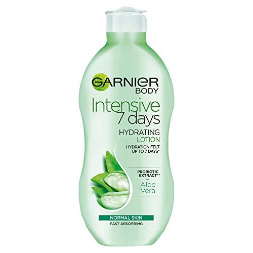 Garnier Intensive 7 Days Aloe Vera Probiotic Extract Body Lotion Normal Skin, Fast Absorbing Non-Greasy Non-Sticky Nourishing Body Moisturiser 250 ml