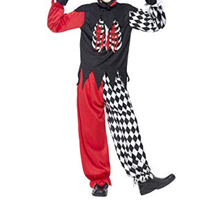 Smiffys Children's Blood Curdling Jester Costume, Pants, Top, Hat & Gloves, Size: M, Color: Black and Red, 43020