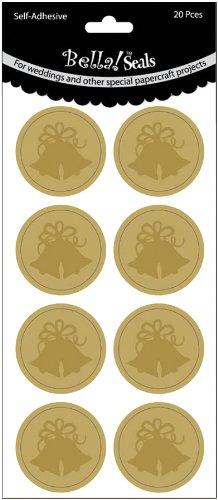 Ruby Rock-It Wedding Foiled Seals, Bells/Gold, 20-Pack