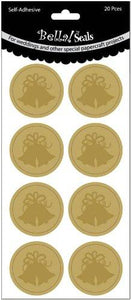 Ruby Rock-It Wedding Foiled Seals, Bells/Gold, 20-Pack