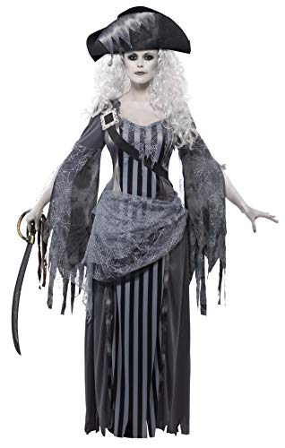 Smiffys Adult Women's Ghost Ship Princess Costume, Dress and Hat, Ghost Ship, Halloween, Size: L, 22970