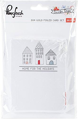 Pinkfresh Studio December Days Foiled Card Set 3"X4" 20/Pkg-Gold