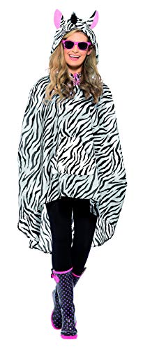 Smiffys Adult Unisex Zebra Party Poncho, Drawstring Bag, Party Ponchos, Serious Fun, One Size, 43893