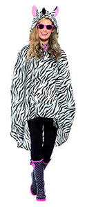 Smiffys Adult Unisex Zebra Party Poncho, Drawstring Bag, Party Ponchos, Serious Fun, One Size, 43893