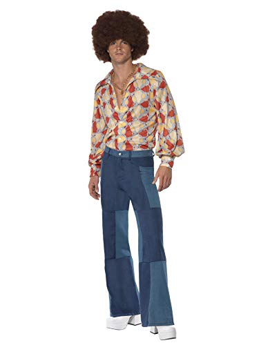 Smiffys 70s Deluxe Flared Trousers, Mens, M - Size 38"-40"