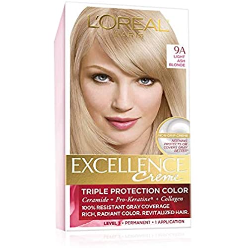 L'Oreal Excellence Creme 9.1 Light Ash Blonde Hair Dye, Pack of 3