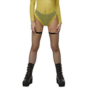 Smiffys 52335M Officially Licensed Smiley Fishnet Bodysuit, Women, Yellow, M - UK Size 12-14