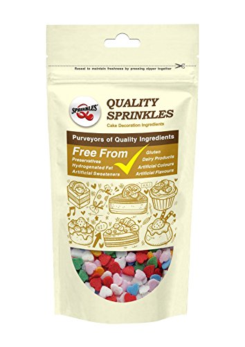 Quality Sprinkles Rainbow Multicoloured Hearts Sprinkles 65g