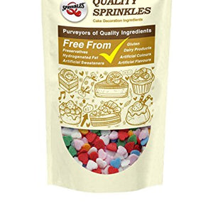 Quality Sprinkles Rainbow Multicoloured Hearts Sprinkles 65g