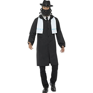 Smiffy's Men's Rabbi Costume, Jacket, Scarf, Hat and Beard, Size: M, 44689