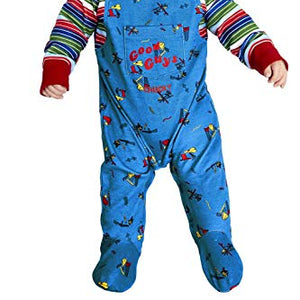 Smiffys 52411B1 Officially Licensed Chucky Baby Costume, Boys, Blue & Red, B1-0-3 Months