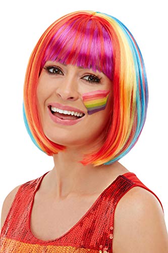 Smiffys 52028 Rainbow Bob Wig, Women, Multi-Colour