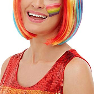 Smiffys 52028 Rainbow Bob Wig, Women, Multi-Colour