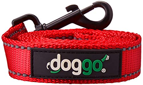 Doggo Reflective Everyday Nylon Dog Lead, Red, Large | Doggo