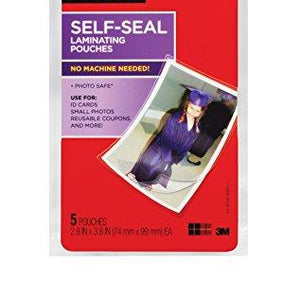 Scotch Self-Sealing Laminating Pouches, Gloss Finish, 2.5 Inches x 3.5 Inches, 5 Pouches (PL903G)