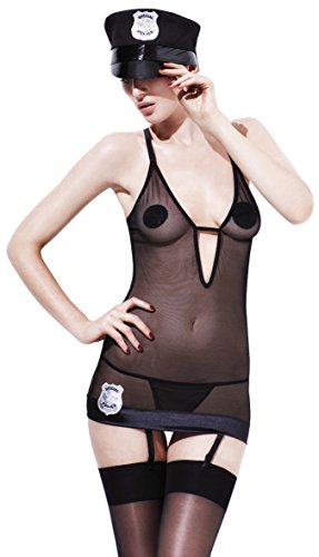 Fever, Women's Police Dress Set, Small, Black
