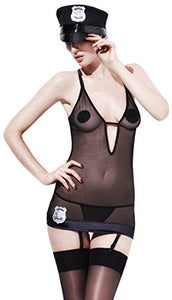 Fever, Women's Police Dress Set, Small, Black