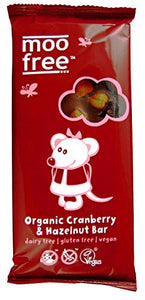 Moo Free Organic Dairy Free Chocolate with Cranberry & Hazelnut 100g (Case of 10)