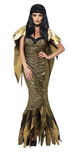 Smiffys Women's Dark Cleopatra Costume, Dress and Cape, Size: L, Color: Gold, 40095