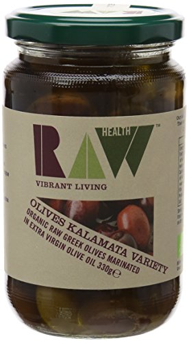 Raw Health Organic Kalamata Olives In Olive Oil 330g (Pack of 2)