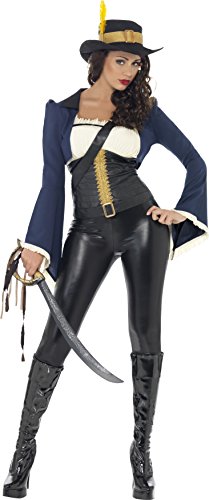 Smiffy's Penelope Pirate Costume with Top, Cropped Jacket, Leggings Belts and Hat - Medium