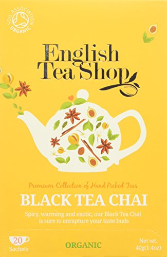 English Tea Shop Organic Black Tea Chai - 20 Paper Tea Bag Sachets (Pack of 3)