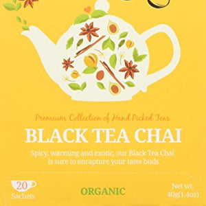 English Tea Shop Organic Black Tea Chai - 20 Paper Tea Bag Sachets (Pack of 3)