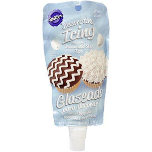 Wilton 704-0187 Icing 8oz Pouch W/Tips, White