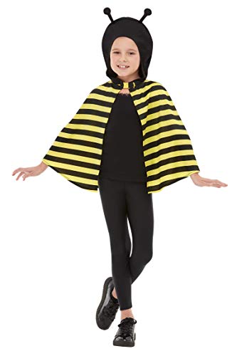 Smiffys 41161ML Bumblebee Hooded Cape, Unisex Children, Black & Yellow, M to L - Age 8-12 years