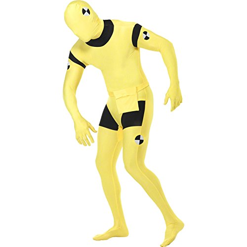 Smiffys Adult Unisex Crash Dummy Second Skin Costume, Bumbag, Concealed Fly and Under Chin Opening, Second Skin, Serious Fun, Size: XL, 23709