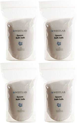 Westlab Epsom Bath Salts 1000g (Pack of 4)