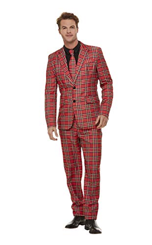 Smiffys 50790XL Tartan Suit, Men, Red, XL - Size 46"-48"