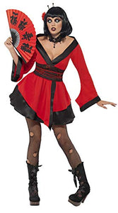 Smiffys Women's Gothic Geisha Woman Costume, Dress, Size: M, Color: Red, 33021