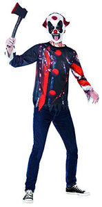Smiffys Young Adult male's Sinister Creepy Clown Kit, Top and Latex Mask, Sublimation Print, Halloween, Size: S, 44344