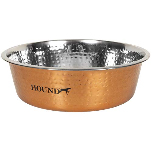 Hound Hammered Antique Copper Finish Pet Bowl Large