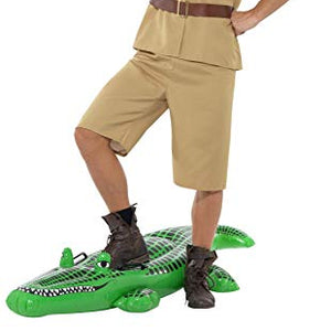 Smiffys Adult men's Safari Man Costume, Shirt, Shorts, Belt and Hat, Brown, M