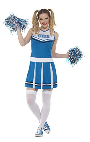 Smiffys 47123S Cheerleader Costume, Blue, Small, UK 8-10